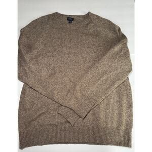 J.Crew Men’s XXL Brown Marled Crewneck Sweater Lambswool Blend Raglan Pullover